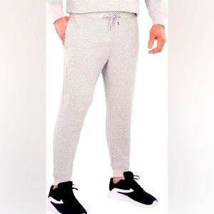 Men’s Fleece Lined Joggers, Drawstring Waist, Zip Media Pocket, Gray, Large, NWT